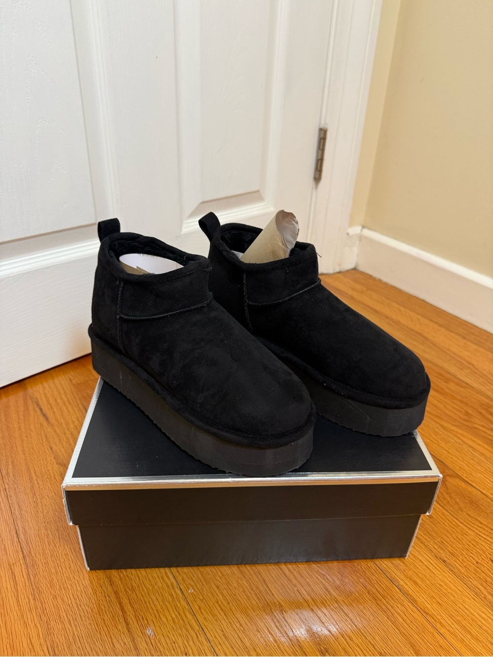 Madden Girl Black Suede Platform Ankle Boots